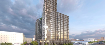 A rendering of the 25-story building at 92-29 Guy R Brewer Blvd.